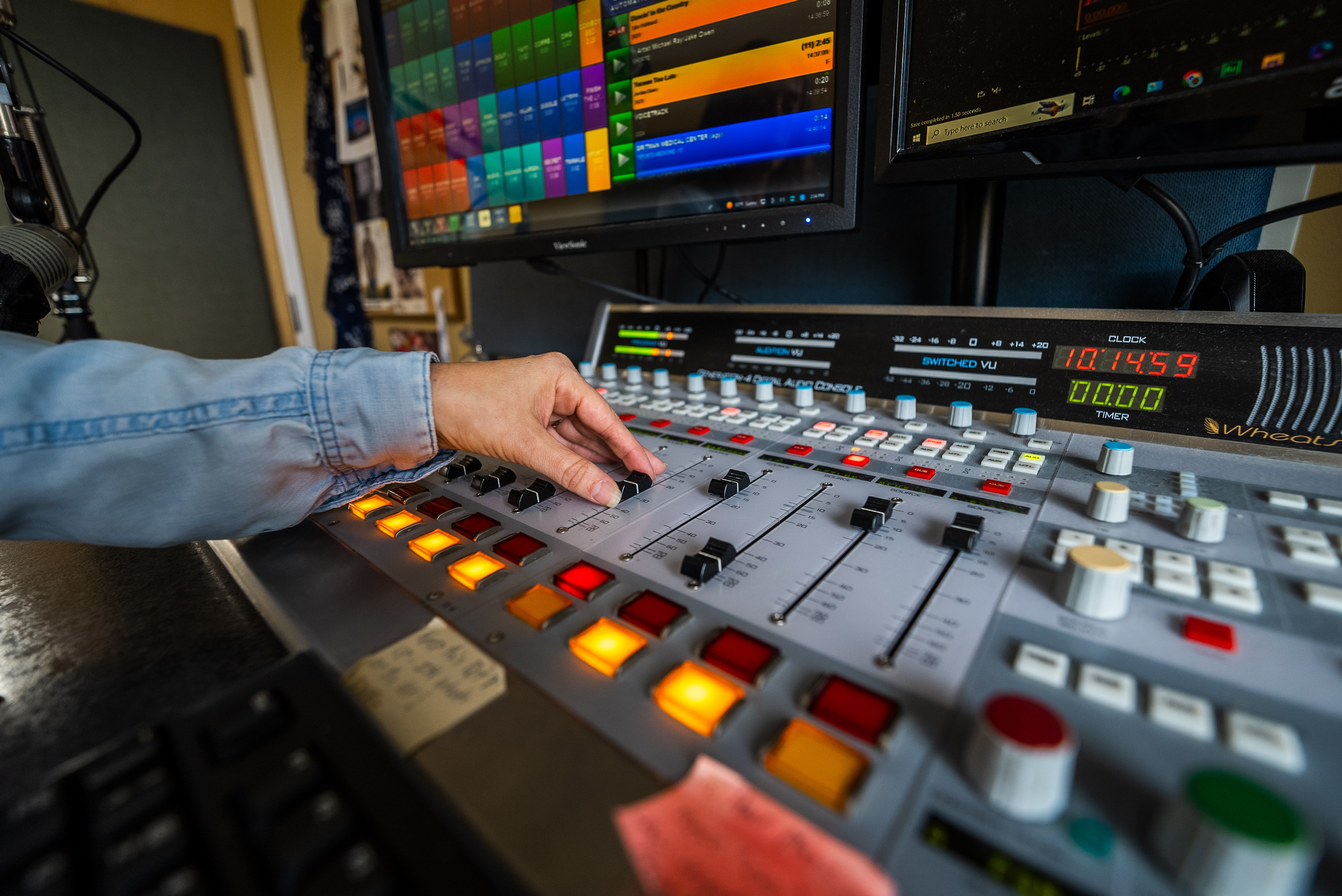 Radio station team portrait on location